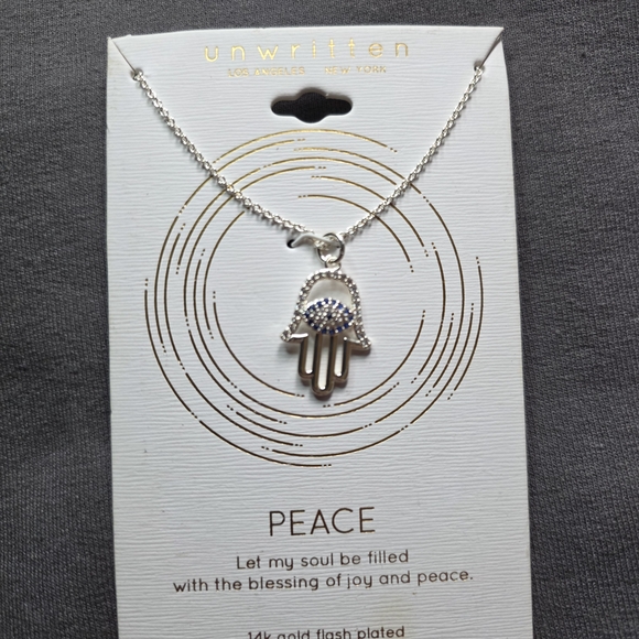 Unwritten Jewelry - Unwritten Silver and Blue Hamsa Necklace
